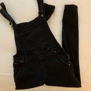Black skinny jean overalls